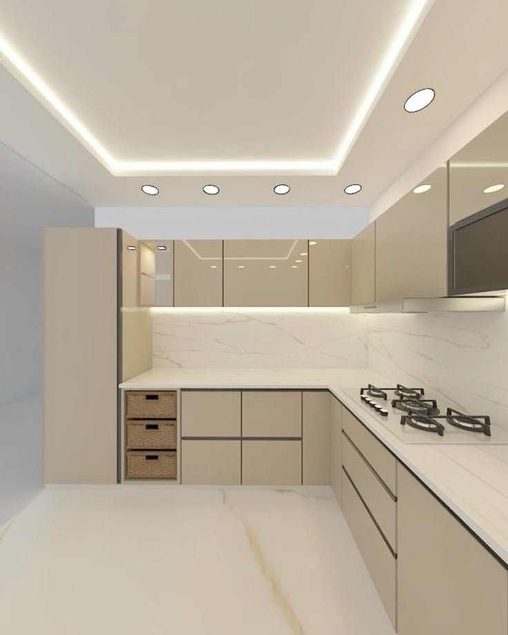 Cuisine moderne en L avec granite